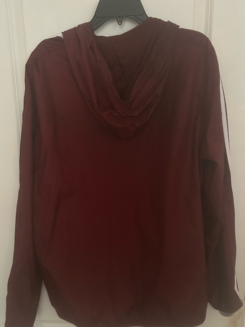 Adidas Maroon Hooded Windbreaker with Signature Stripes - Picture 3 of 3